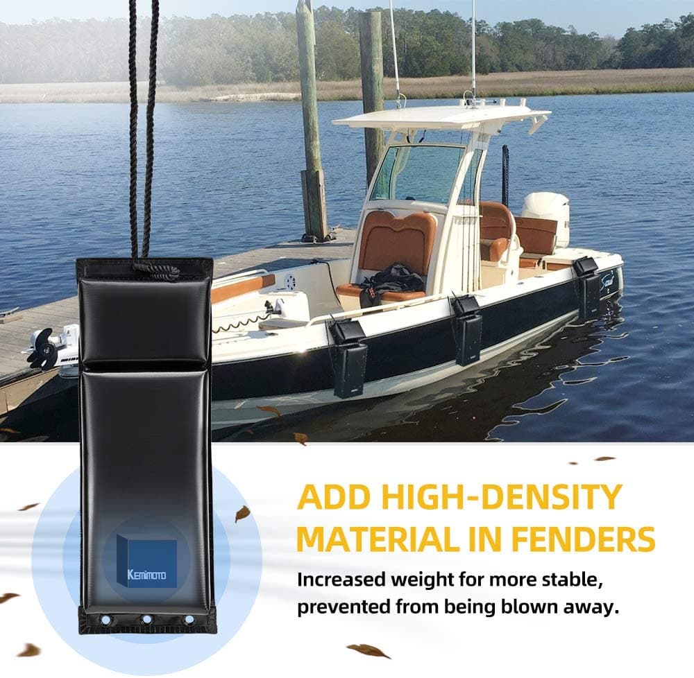 PWC Boat Fender Docking Protection Kit for Seadoo Jet Ski Waverunner, Upgrade Size 18"x6.5"x2.4", with 2 Ropes - KEMIMOTO