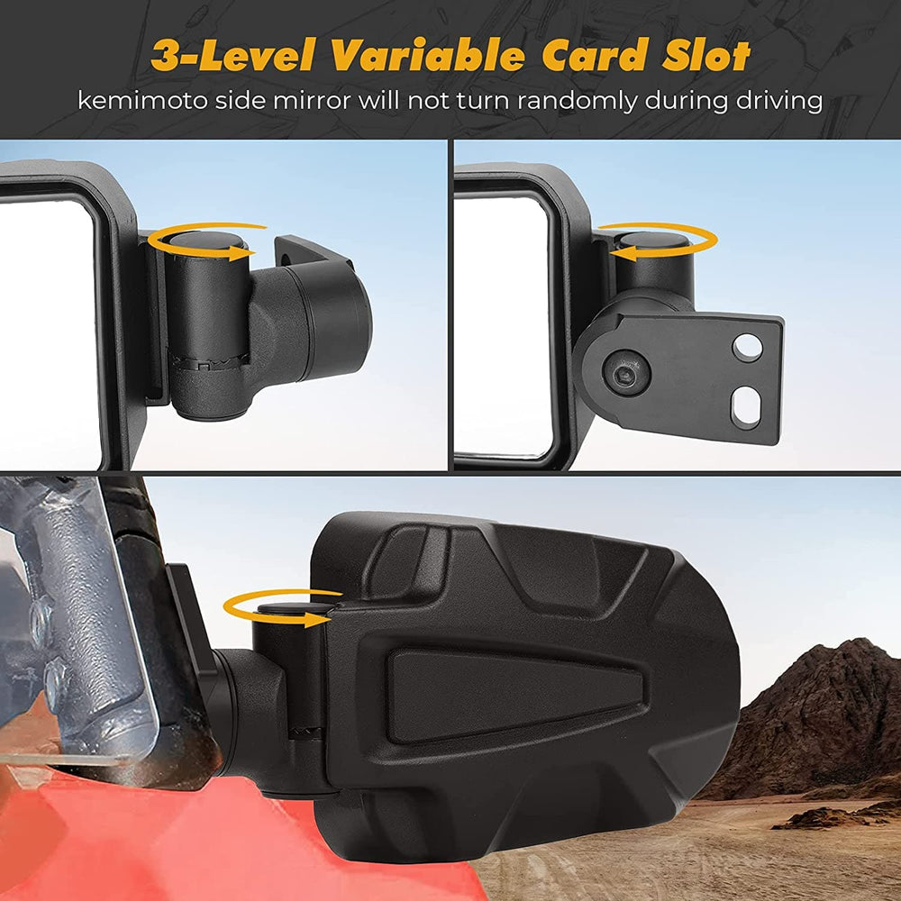 Polaris RZR XP 900 1000 Folding Side Mirrors - KEMIMOTO