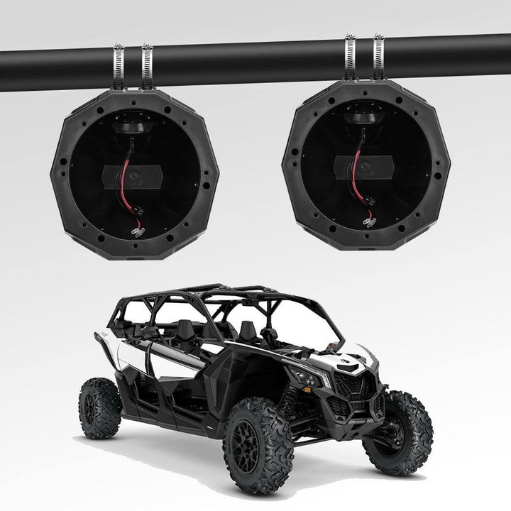 UTV 6.5" Speaker Cage Swivel Pods Speaker Enclosure with1.75 to 2" Mounting Clamps Polaris RZR 900 1000 Can Am Maverick X3 Commander Defender - KEMIMOTO