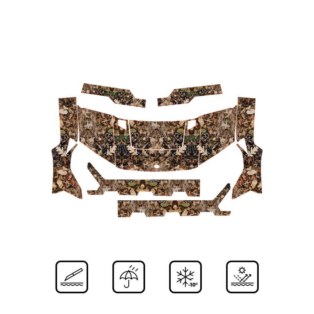 UTV Camo Wraps Graphics Kit (Light Green Leaves) Fit Polaris Ranger XP 1000/ Crew - Kemimoto