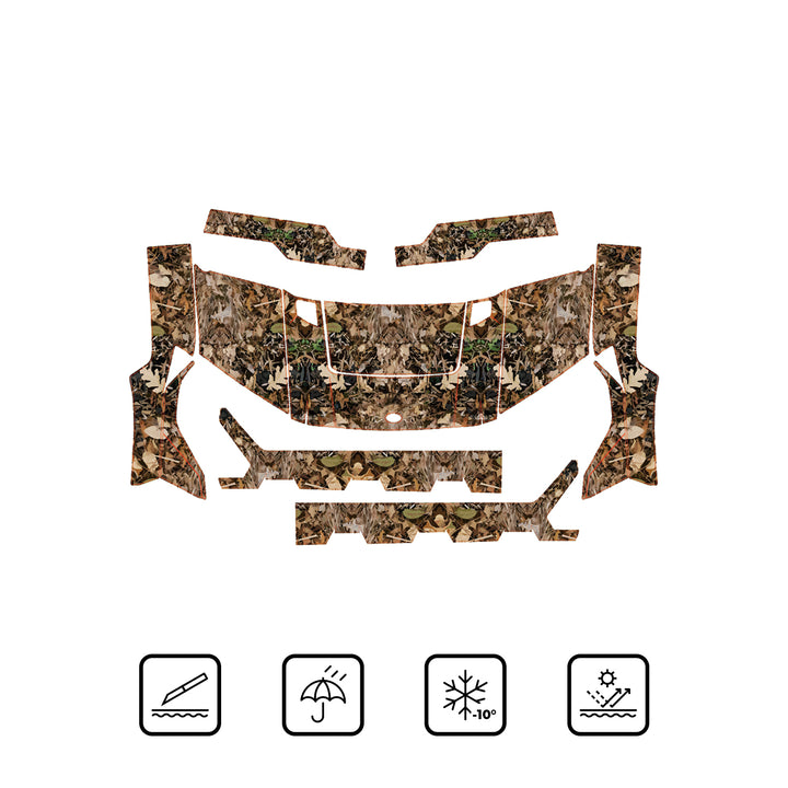 UTV Camo Wraps Graphics Kit (Light Green Leaves) Fit Polaris Ranger XP 1000/ Crew - Kemimoto