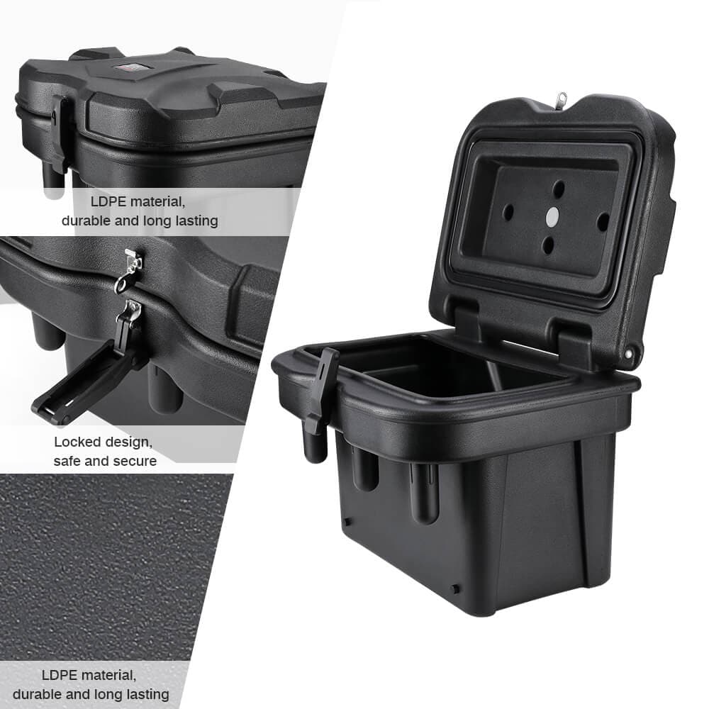 Polaris Ranger Adjustable Break Away Side Mirrors & Cargo Storage Device Tool Box - KEMIMOTO