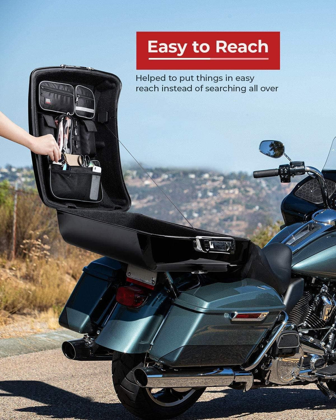 WUURAA Motorcycle 10.7 Tour Pack Trunk Backrest Mount Rack Luggage for Harley Tour Pak Touring Road King Electra Street Glide 2014-2020 (Color : E WUURAA Motorcycle 10.7 Tour Pack Trunk Backrest Mount Rack Luggage for Harley Tour Pak Touring Road King Electra Street Glide 2014-2020 (Color : E