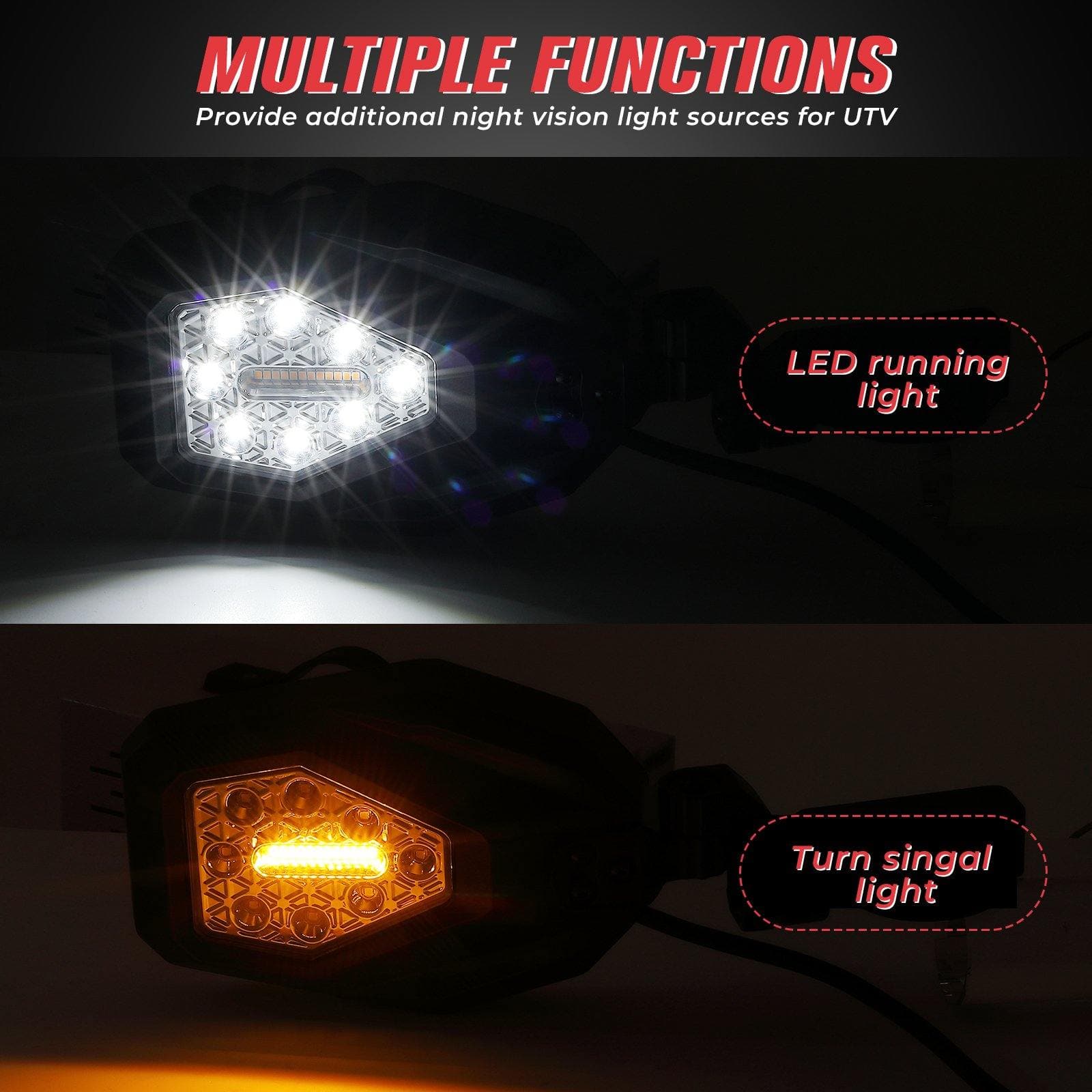 UTV Mirrors with LED Turn Signal Lights (New Design) for 1.6