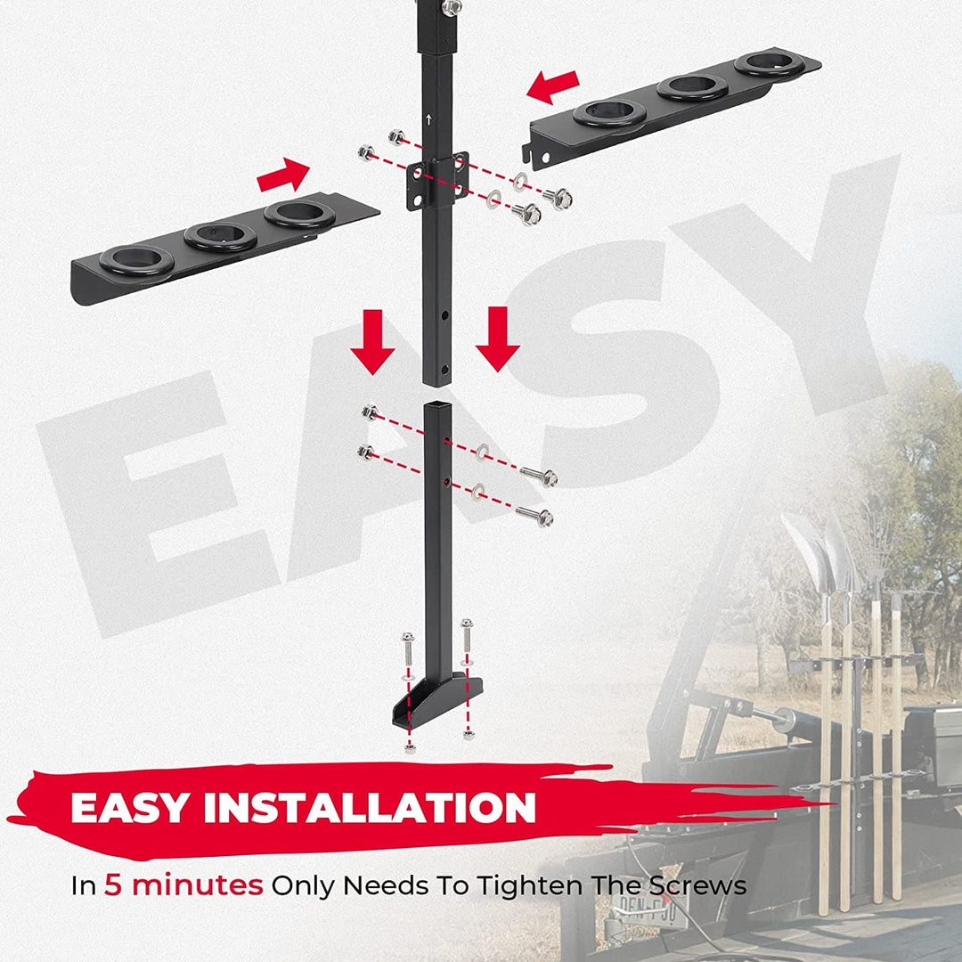Landscape Hand Tool Rack With 6 Hole Fit Truck Trailer Mower UTV - Kemimoto
