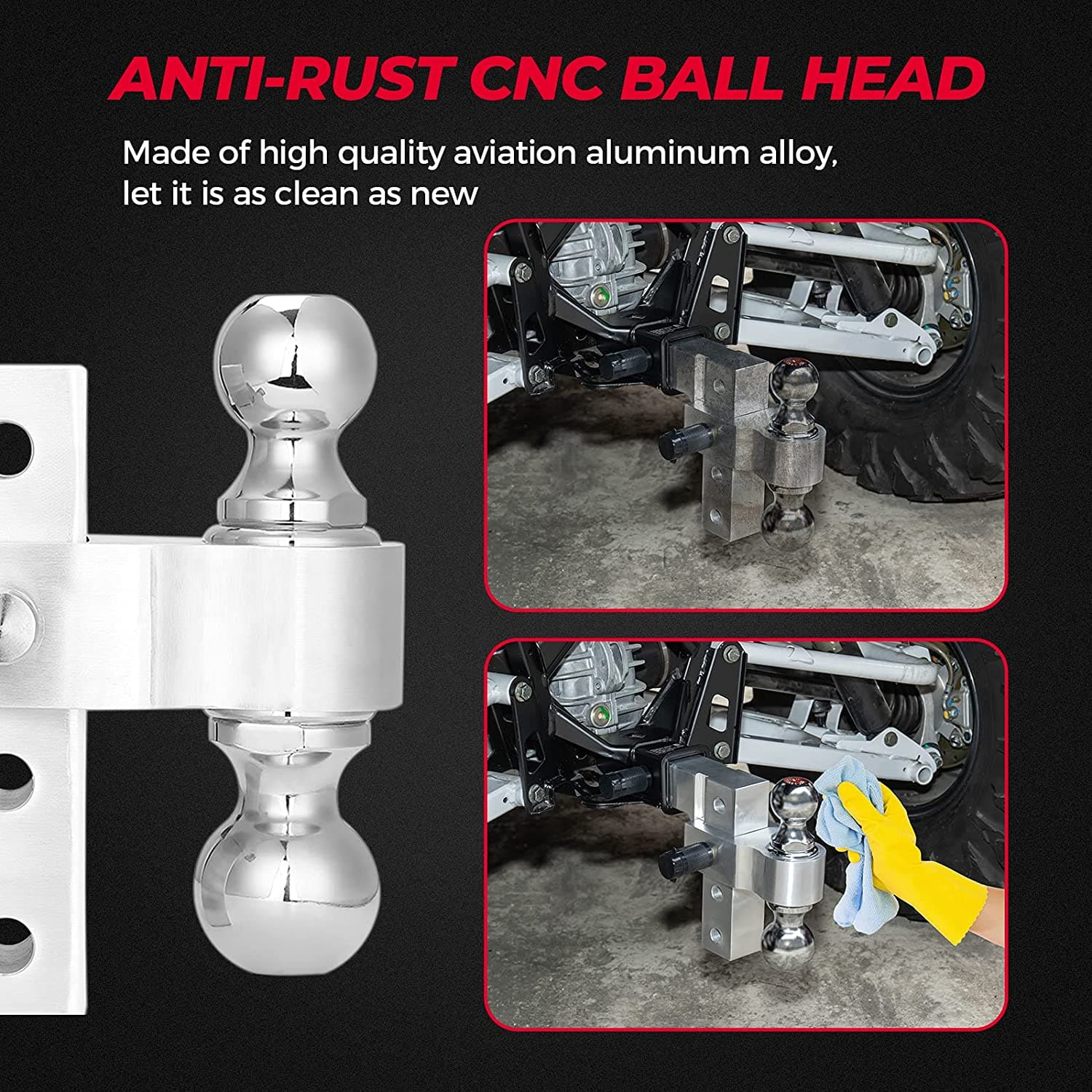 Adjustable Trailer Hitch Ball Mount for UTV ATV Trucks Cars - Kemimoto