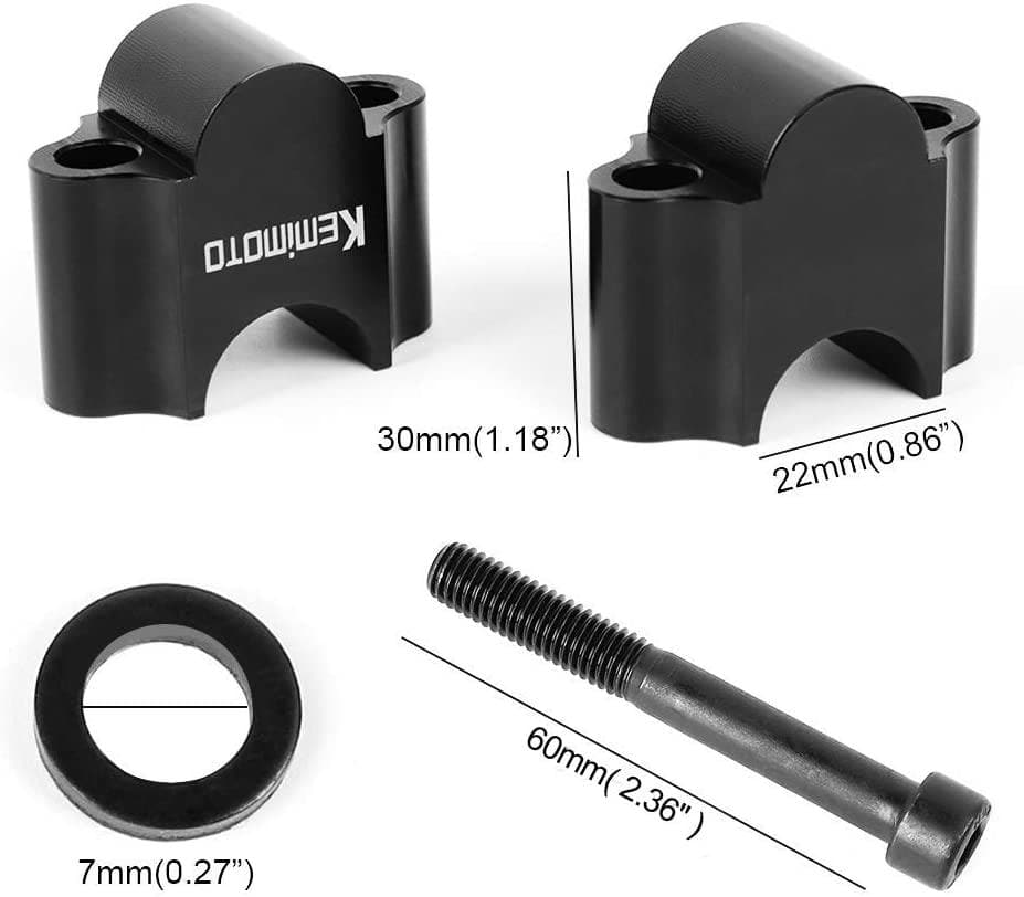 7/8" Handlebar Risers  30mm Height (Black) - KEMIMOTO