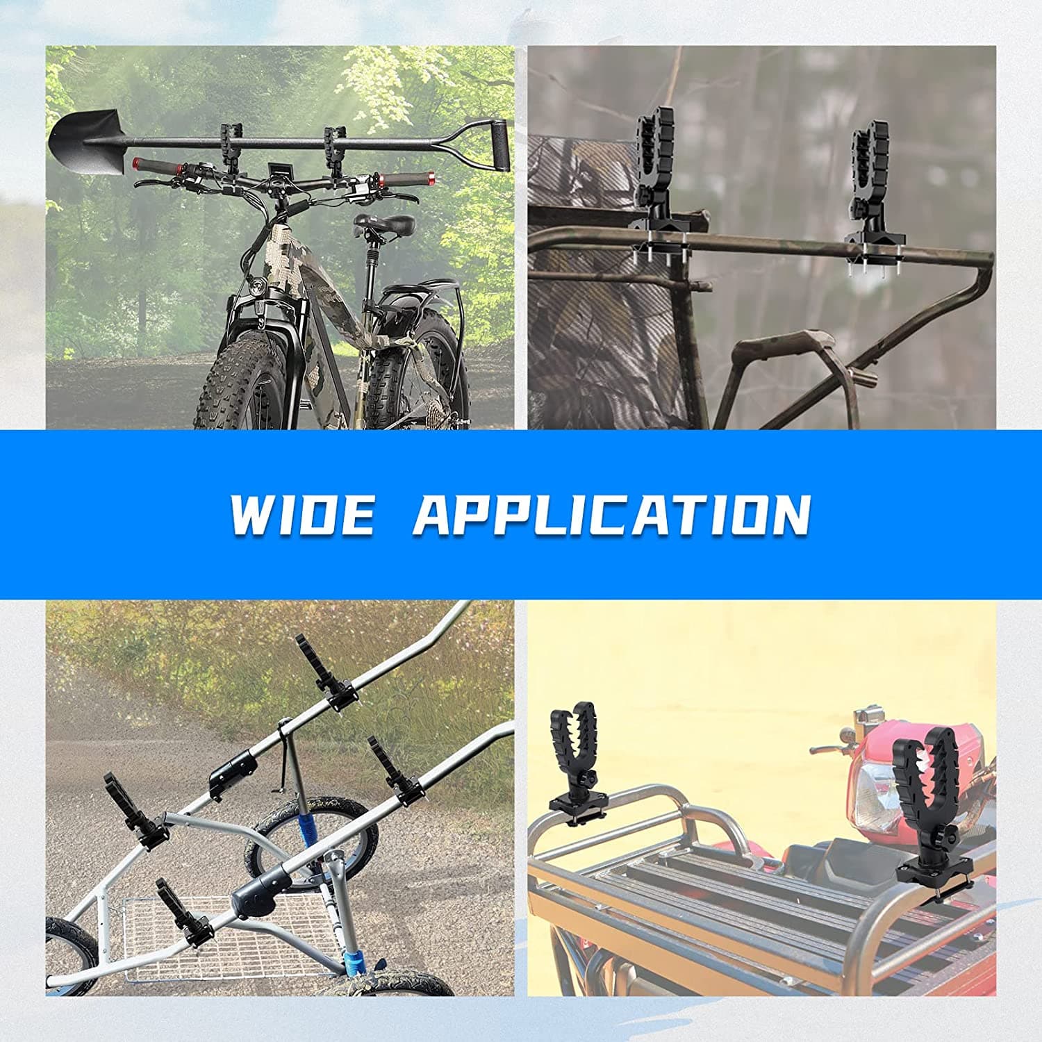 ATV U-Shaped Holder / Mount with Rubber Straps for Hunting - Kemimoto
