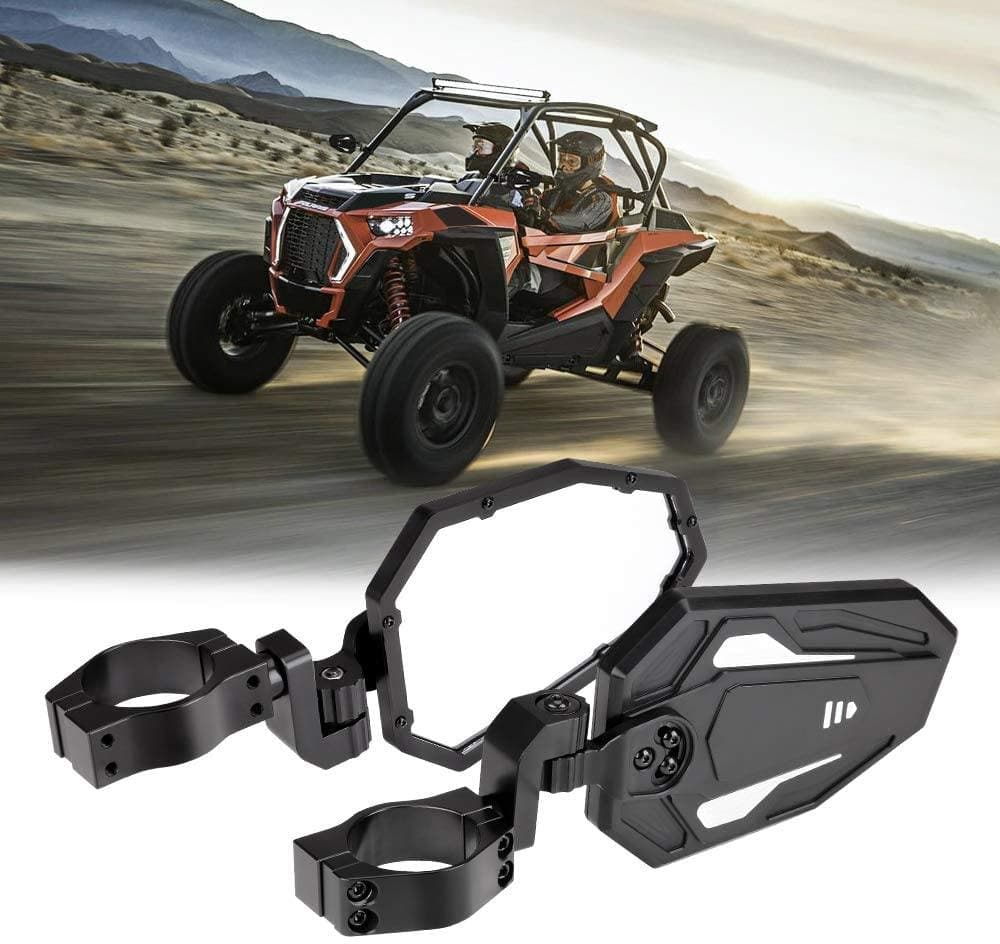 UTV 1.65"-2" Round Tube Adjustable Rear View Mirror & UTV 1.75"-2" Round Tube Adjustable Side Mirror - Kemimoto