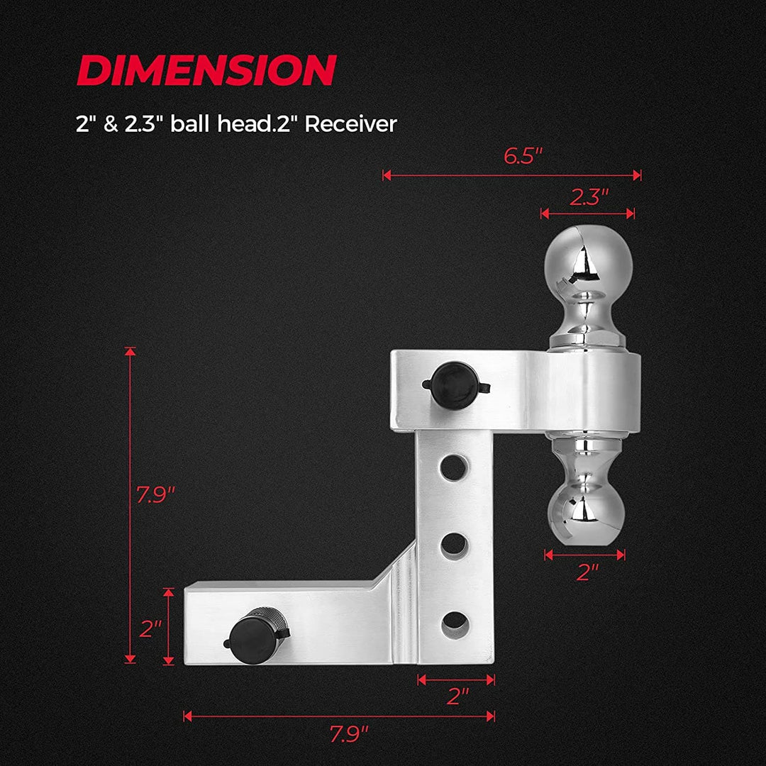 Adjustable Trailer Hitch Ball Mount for UTV ATV Trucks Cars - Kemimoto