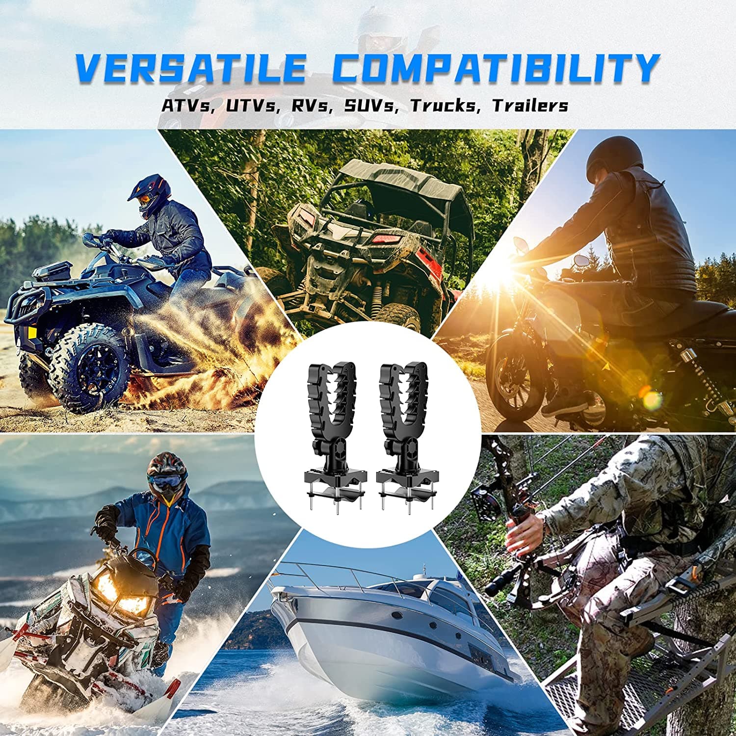 ATV U-Shaped Holder / Mount with Rubber Straps for Hunting - Kemimoto