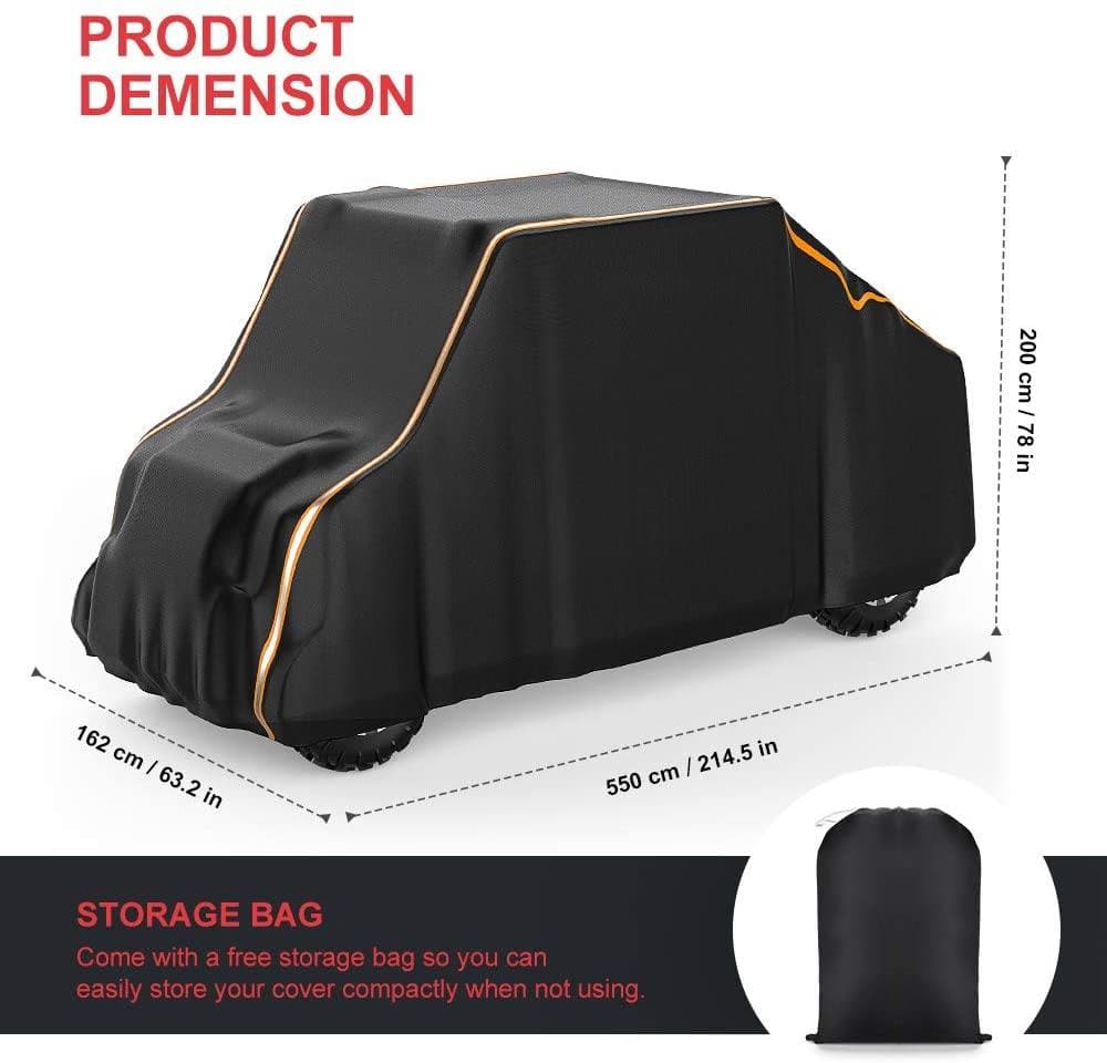 Waterproof Large 4 Seats UTV Cover (Length 214”) with Reflective Strip Compatible with 2-Row Seating RZR 4 Ranger Crew General 4 Can Am Honda Kawasaki - KEMIMOTO