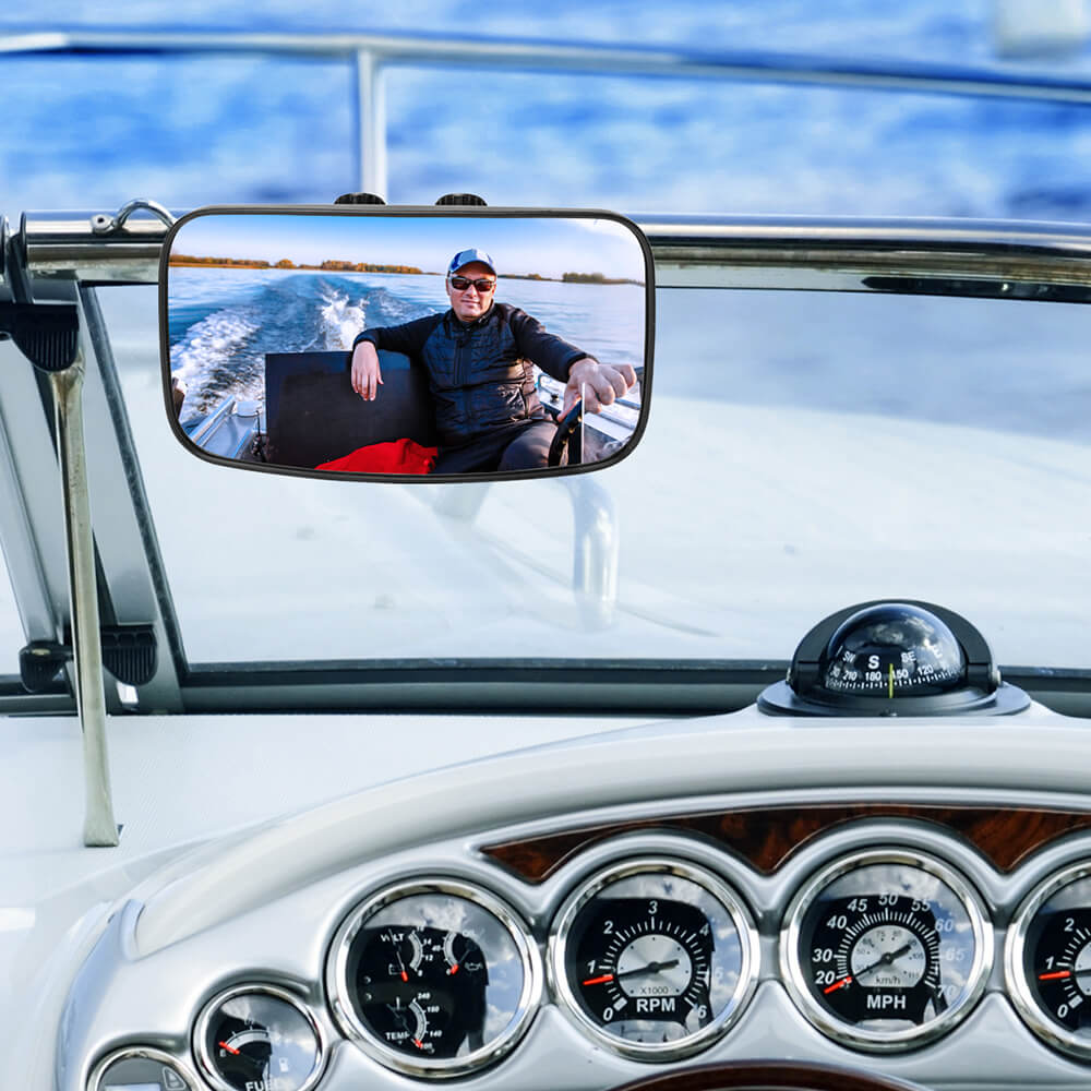 Upgrade Marine Boat Rear View Mirror with 300°Curved Surface - Kemimoto