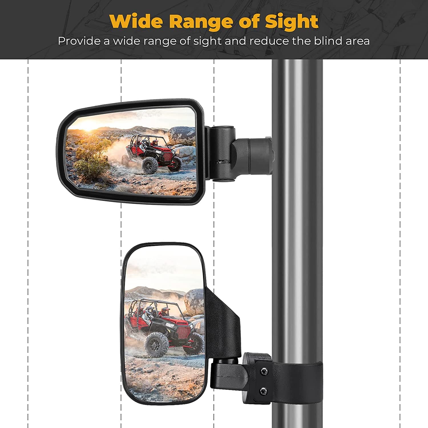 Polaris RZR XP 900 1000 Folding Side Mirrors - KEMIMOTO