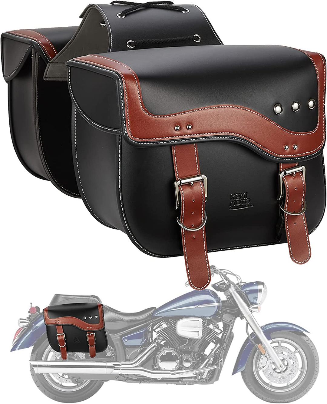 Motorcycles 30L Large Capacity PU Leather Saddle Bags - Kemimoto