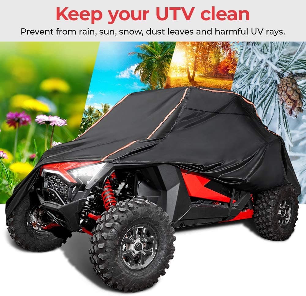 KEMIMOTO UTV Cover For 2-3 Seater - Heavy Duty Waterproof Oxford Fabric With Reflective Strips