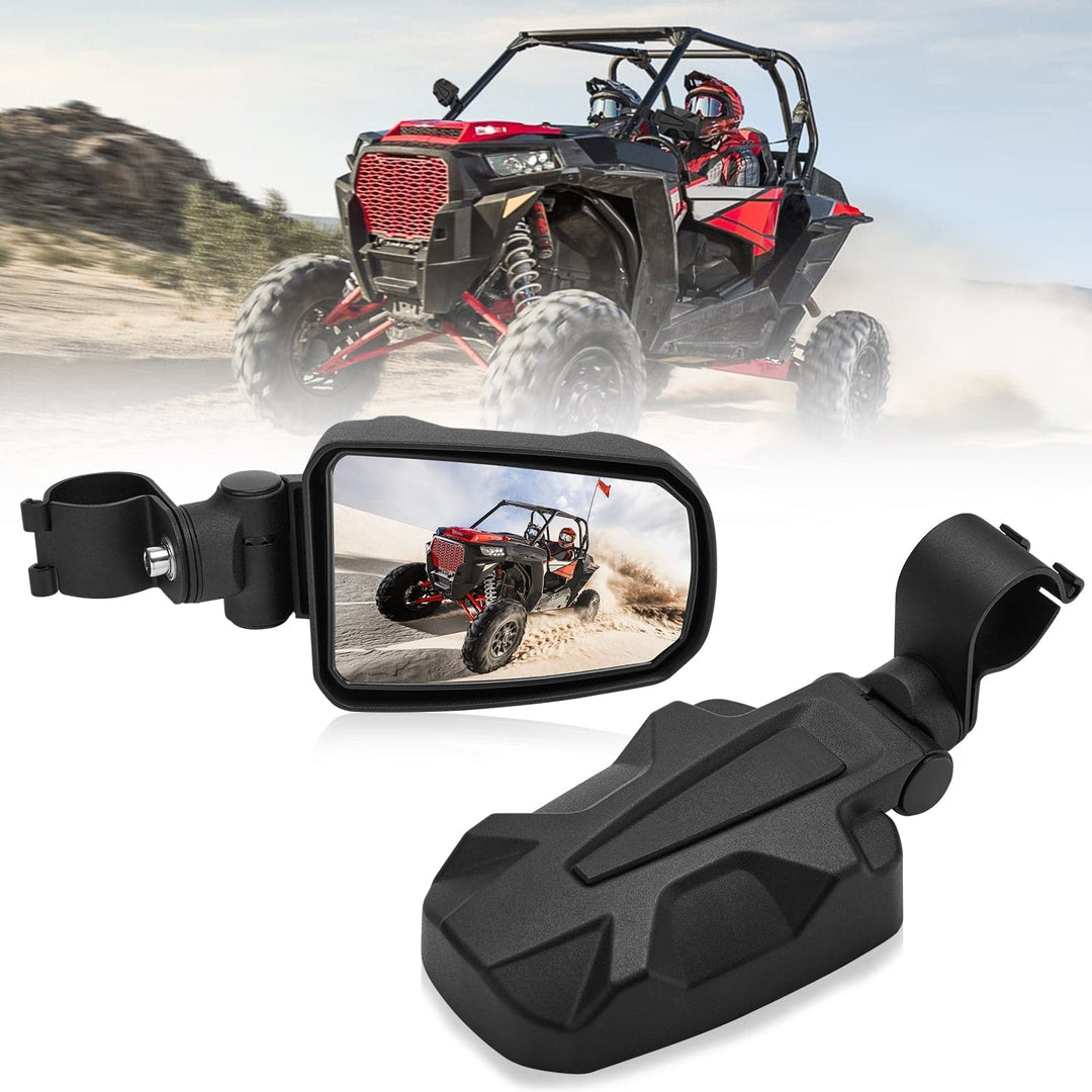 UTV 1.65"-2" Round Tube Adjustable Rear View Mirror & UTV 1.75" Round Tube Convex Side Mirror - Kemimoto