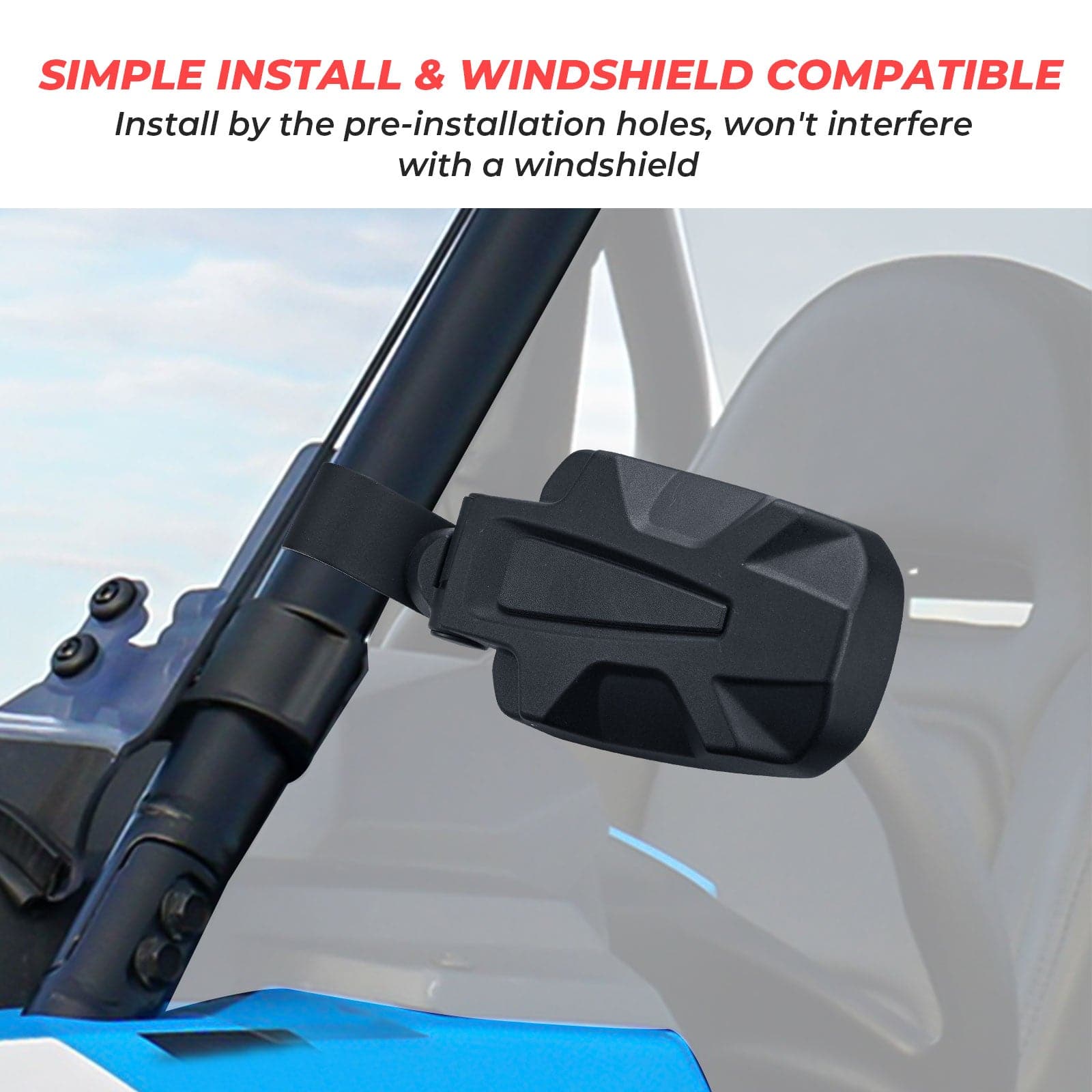 UTV Universal Adjustable Side View Convex Mirror for 1.75