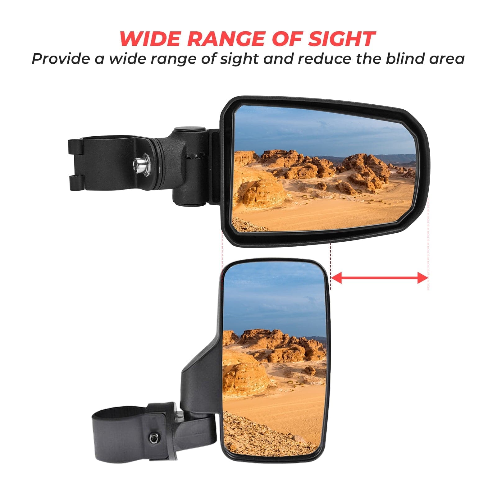 UTV Universal Adjustable Side View Convex Mirror for 1.75