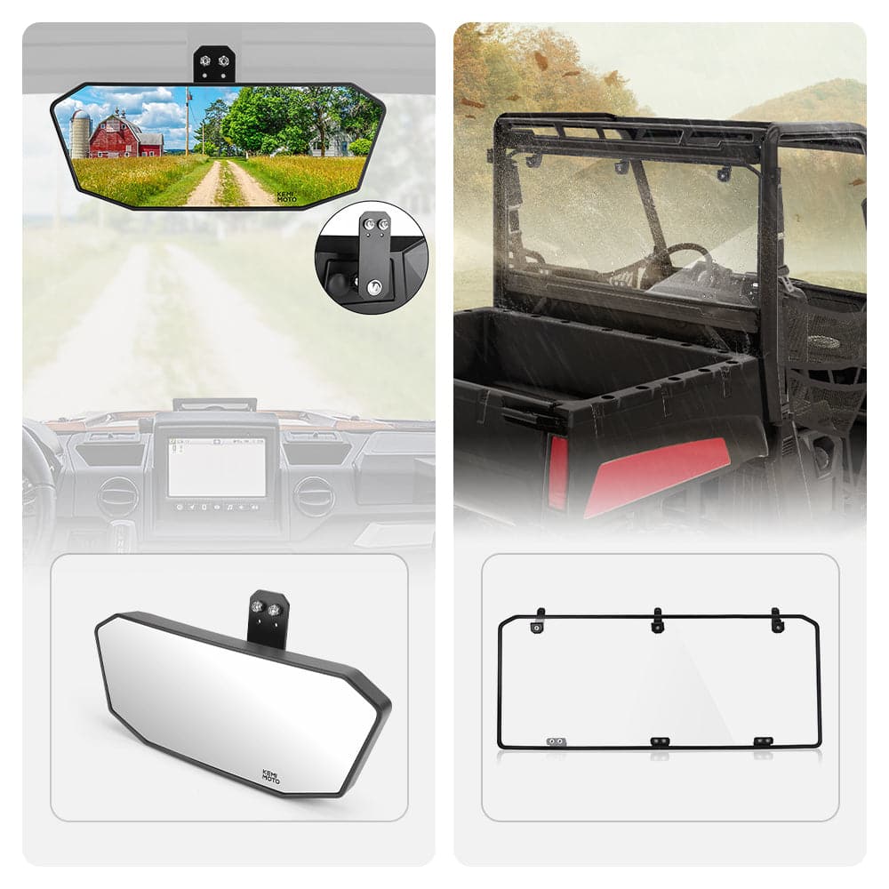 Polaris Ranger Rear View Mirror & Midsize 570 Rear Windshield - KEMIMOTO