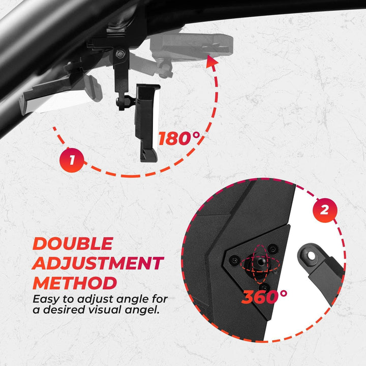 Universal High-Definition Race Convex Mirror with 1.65"-2" Adjustable Low Profile Clamp - KEMIMOTO