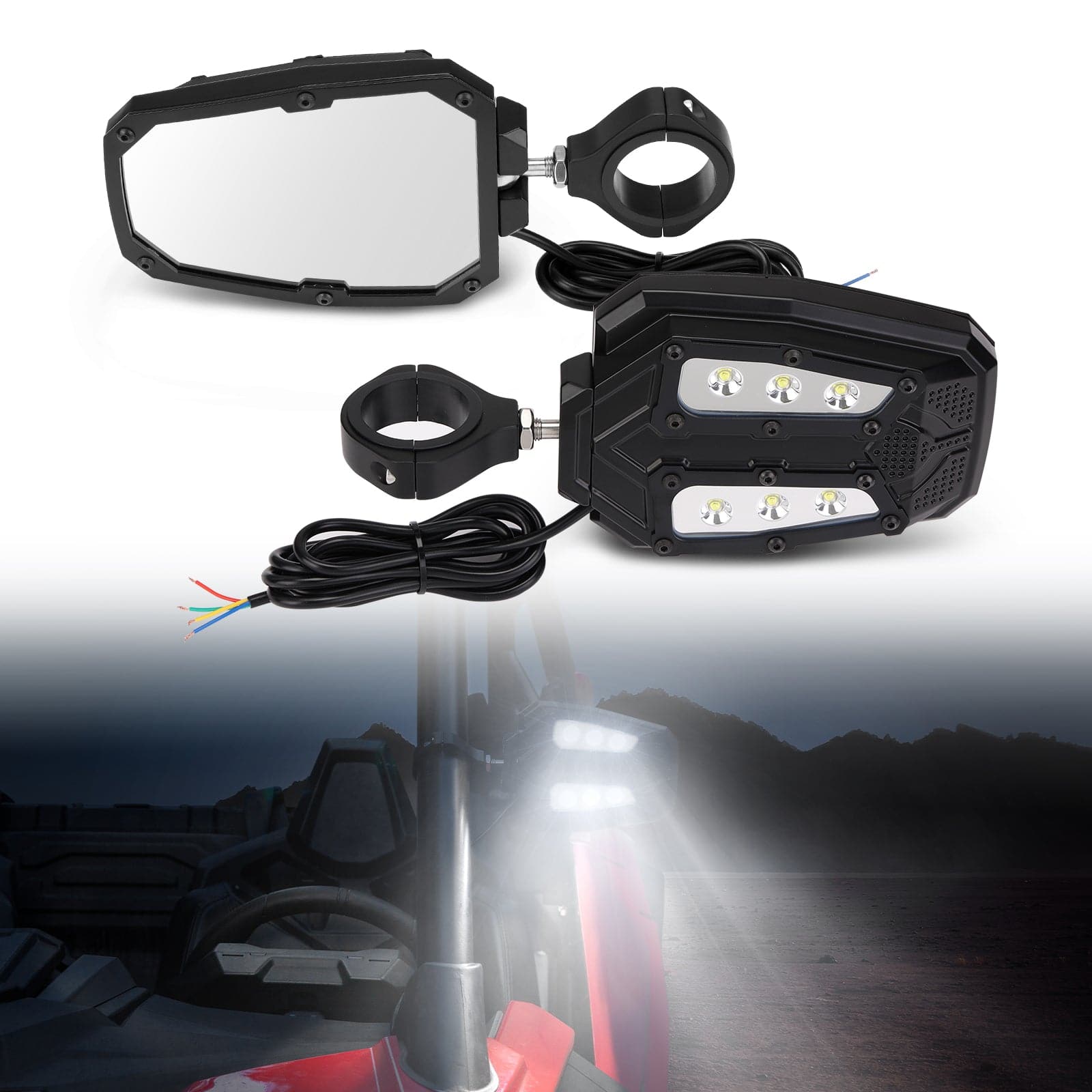 Side Mirror with LED Spot Light 1.75