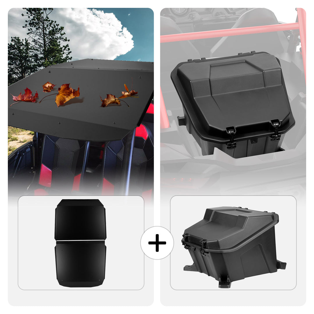 Aluminum Roof and Black Cargo Box Fit Polaris RZR - Kemimoto