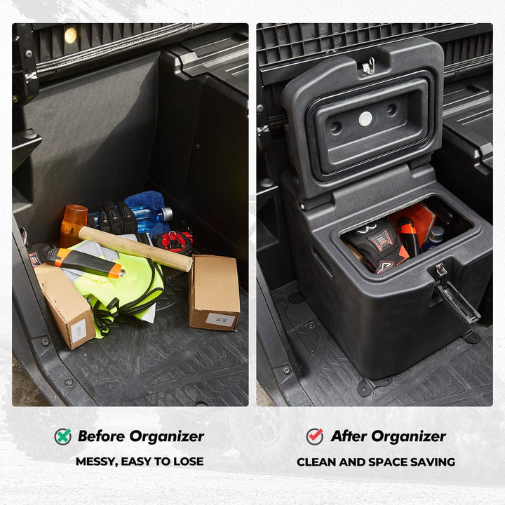 Polaris Ranger XP 1000 Adjustable Break Away Side Mirrors & Under Seat Storage Box - KEMIMOTO