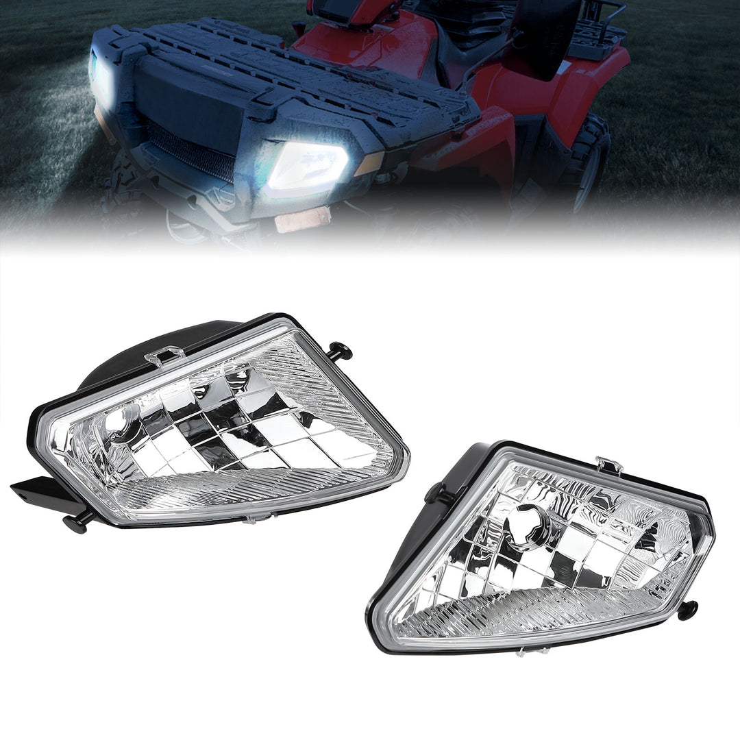 Left Right Headlights Assembly Fit Sportsman 500 HO Efi 2006-2010(Bulb not included) - Kemimoto