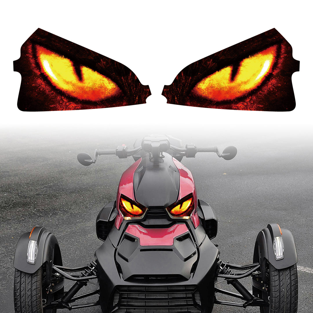 Headlight Eye Graphics Decal Fit for Can-Am Ryker 2019-2023（Flame） - Kemimoto