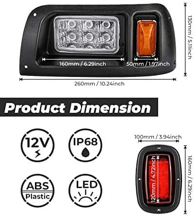 DS 12V LED Headlight & Tail Light Kit For Club Car DS,  Gas & Electric - Kemimoto