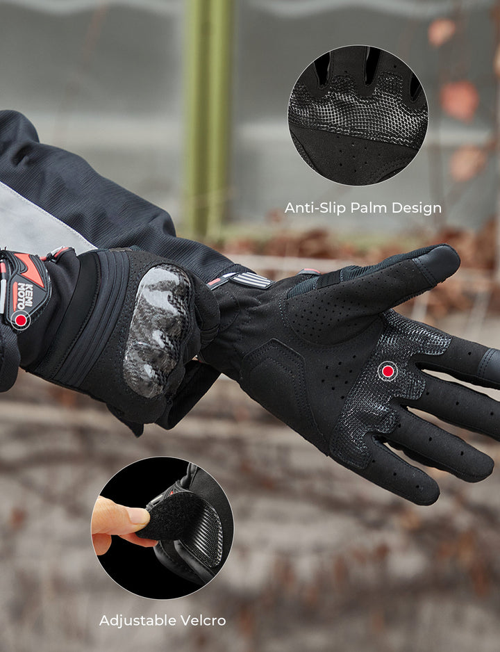 Motorcycle Gloves Men Women, Breathable Full Finger Touchscreen - Kemimoto