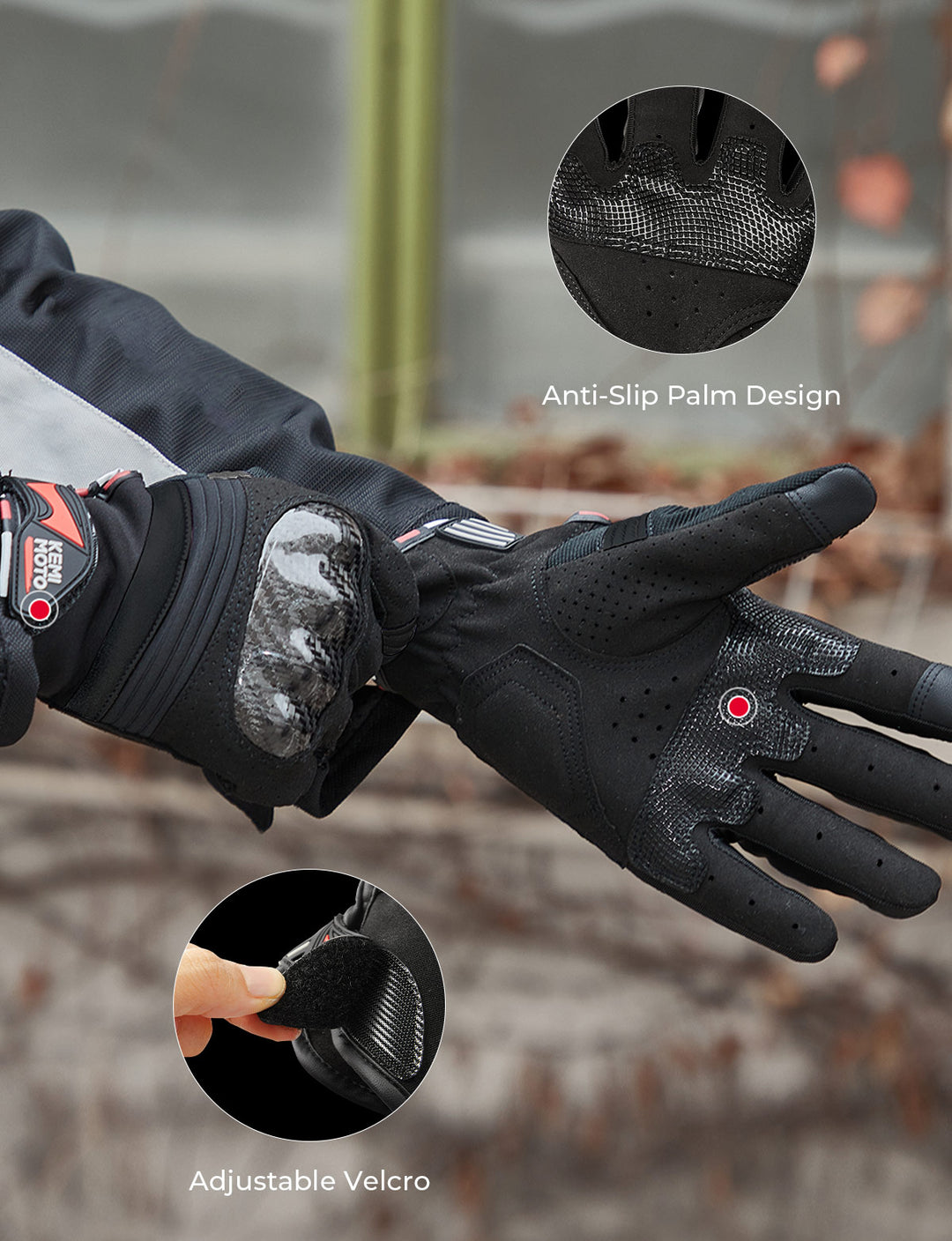 Motorcycle Gloves Men Women, Breathable Full Finger Touchscreen – Kemimoto