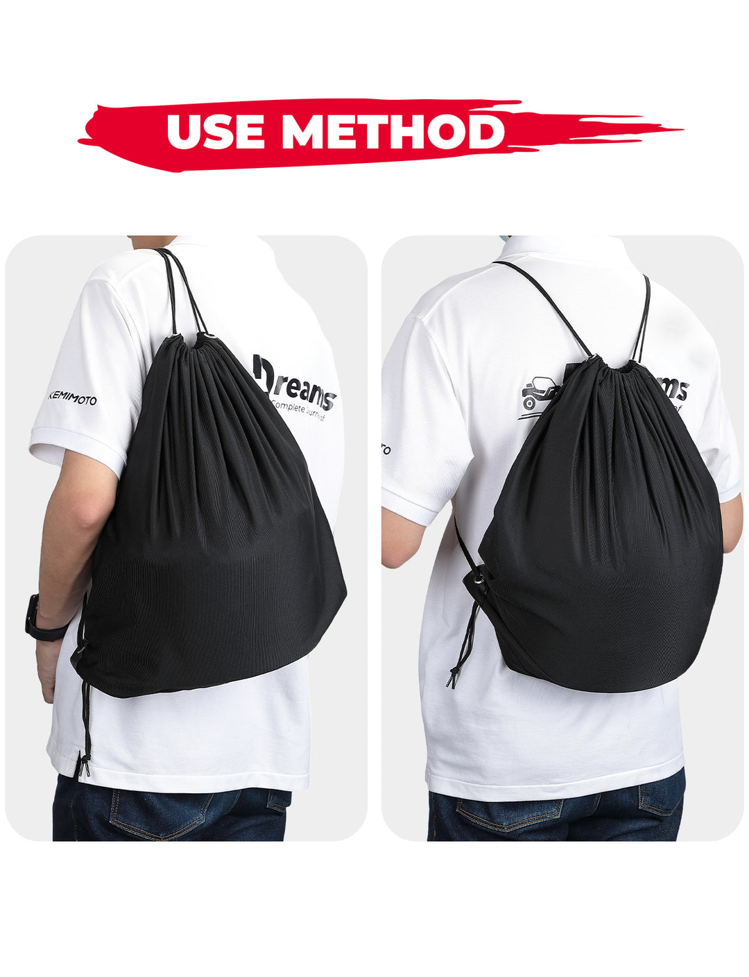 Motorcycle Lightweight Helmet Bag, Large Capacity Bag with Drawstring - Kemimoto