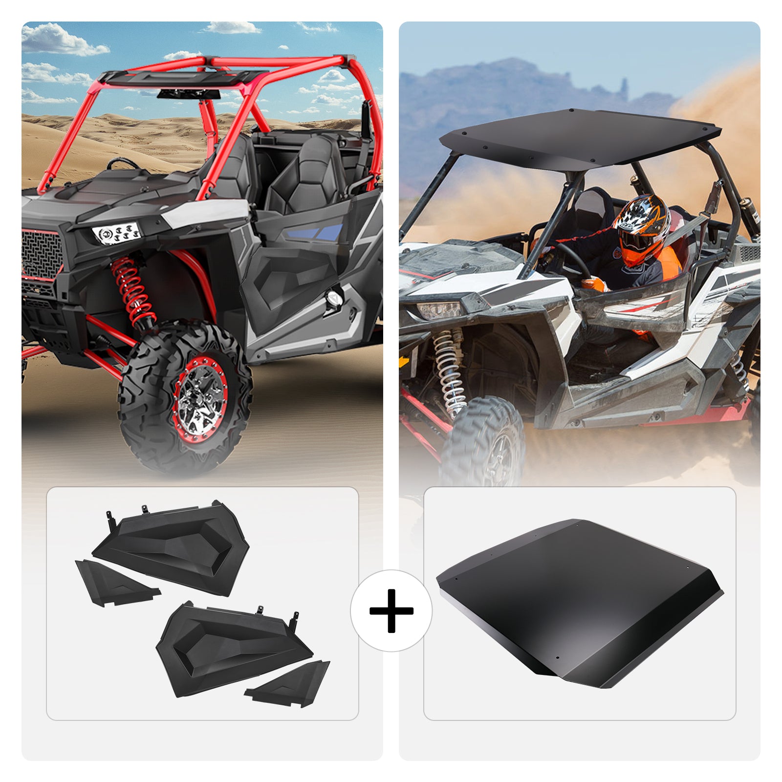 Lower Half Doors and Aluminum Roof Fit Polaris RZR - Kemimoto