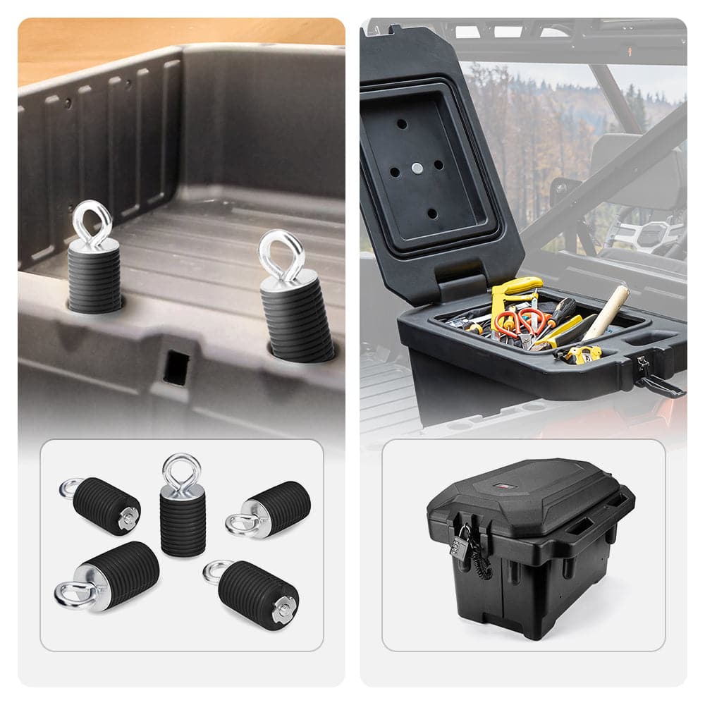 Polaris Ranger Tie Down Anchors & Big Size Cargo Box (Passenger Side) - KEMIMOTO