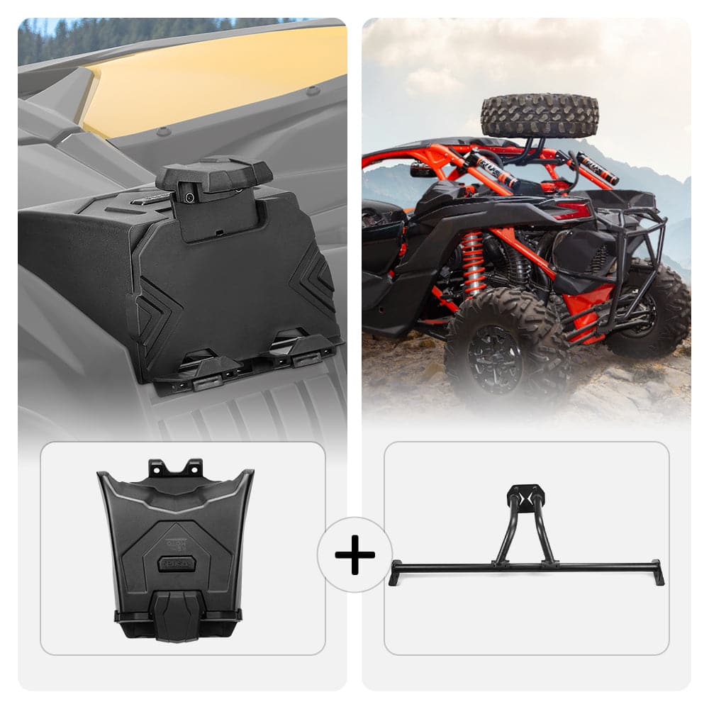 Can-Am Maverick X3 Navigation Storage Box and Holder & Spare Tire Carrier - KEMIMOTO