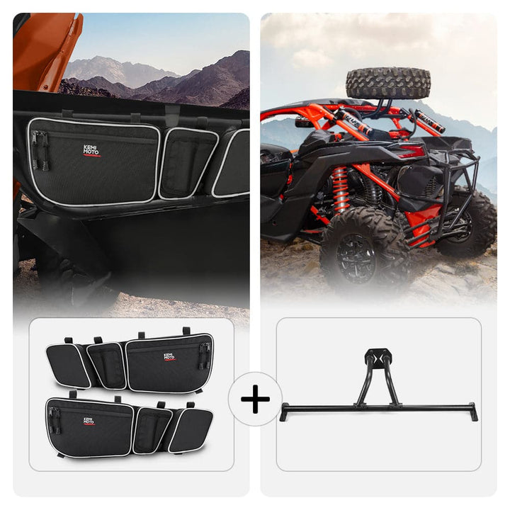 Can-Am Maverick X3/ X3 Max Front Door Storage Bags & Spare Tire Carrier - KEMIMOTO