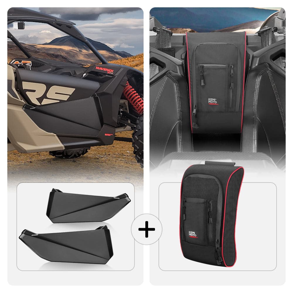 Can-Am Maverick X3 Front Lower Door Inserts & Console Storage Bag - KEMIMOTO