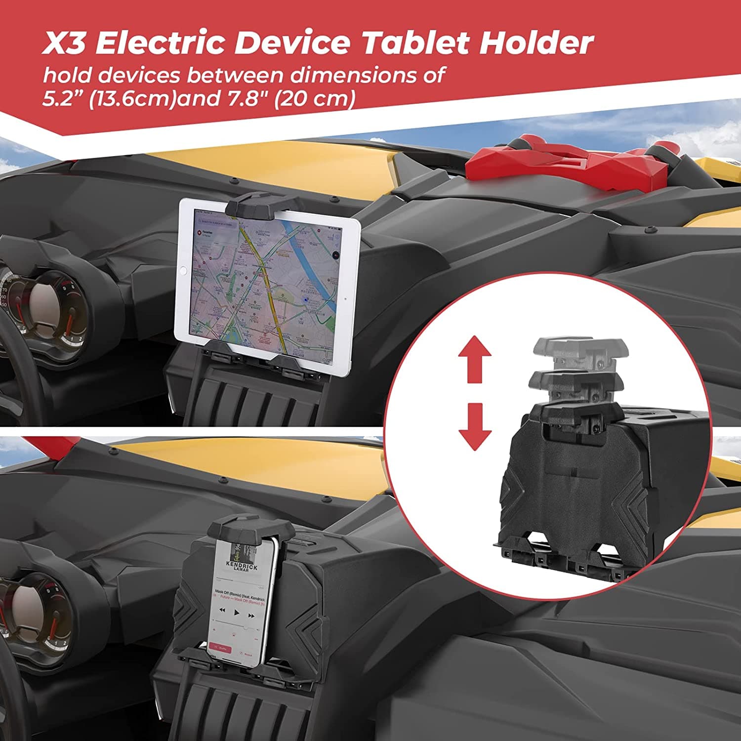 Can Am X3 Tablet Holder for most deveice - Kemimoto