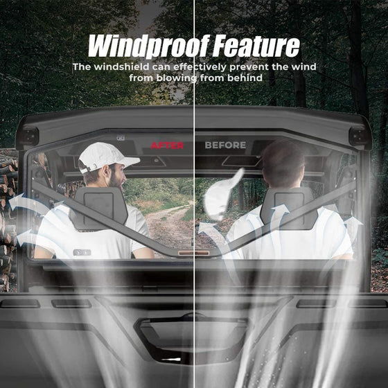 Polycarbonate Scratch Resistant Defender Rear Windshield For Can Am Defender HD 5/8/ 10/ MAX 2016-2021 - Kemimoto