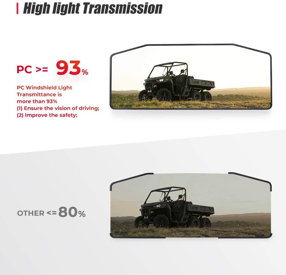 Polycarbonate Scratch Resistant Defender Rear Windshield For Can Am Defender HD 5/8/ 10/ MAX 2016-2021 - Kemimoto