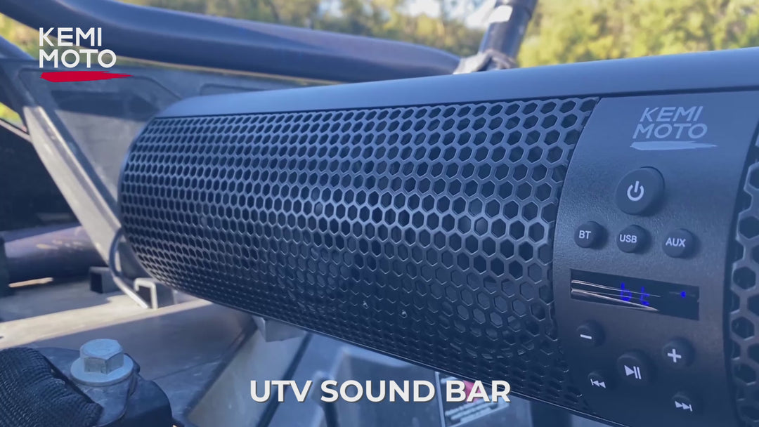Barre de son Bluetooth UTV à 6 haut-parleurs, 28 pouces de large, étanche IPX5, Bluetooth, s'adapte à la barre de roulement de 1,56 "à 2,25"