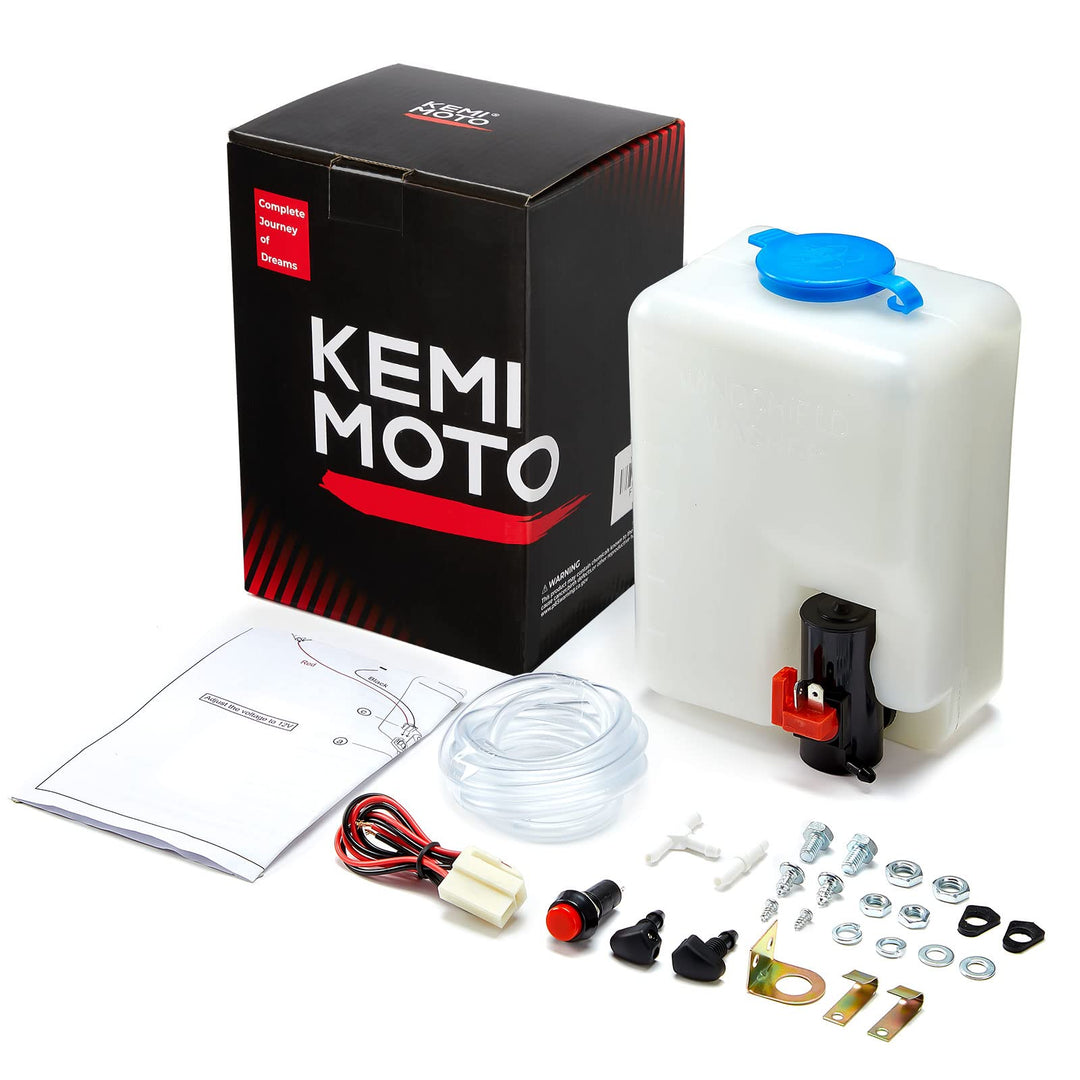 1.5L Universal Car Windshield Washer Pump Reservoir Bottle Kit - Kemimoto
