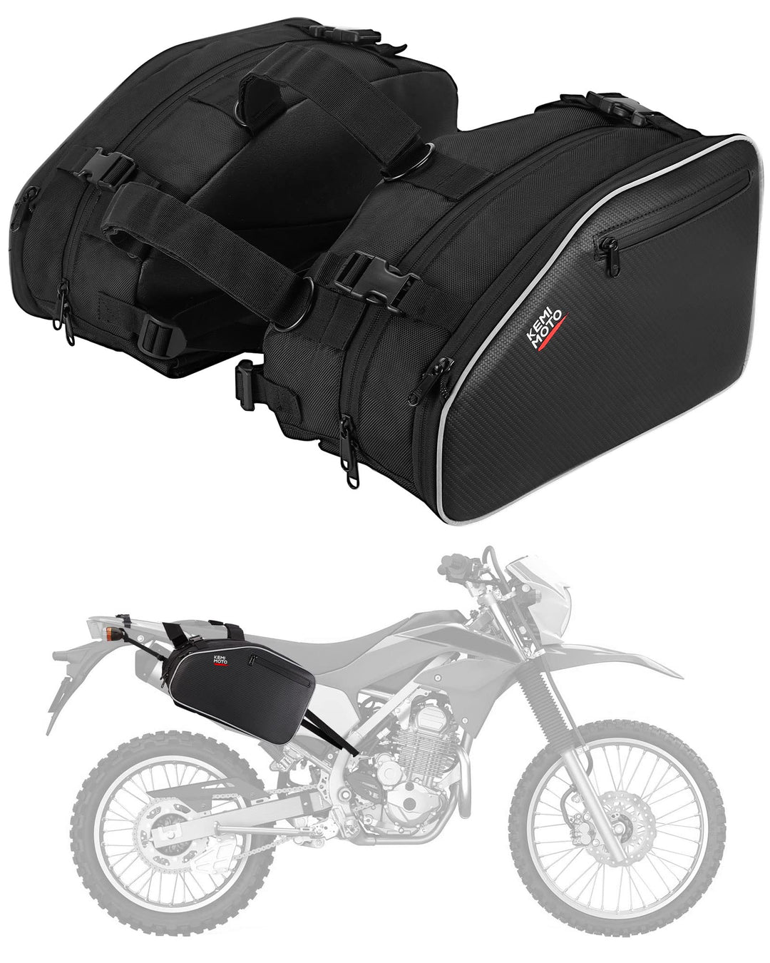 24L Large Capacity Storage Saddlebags with Rain Covers - Kemimoto