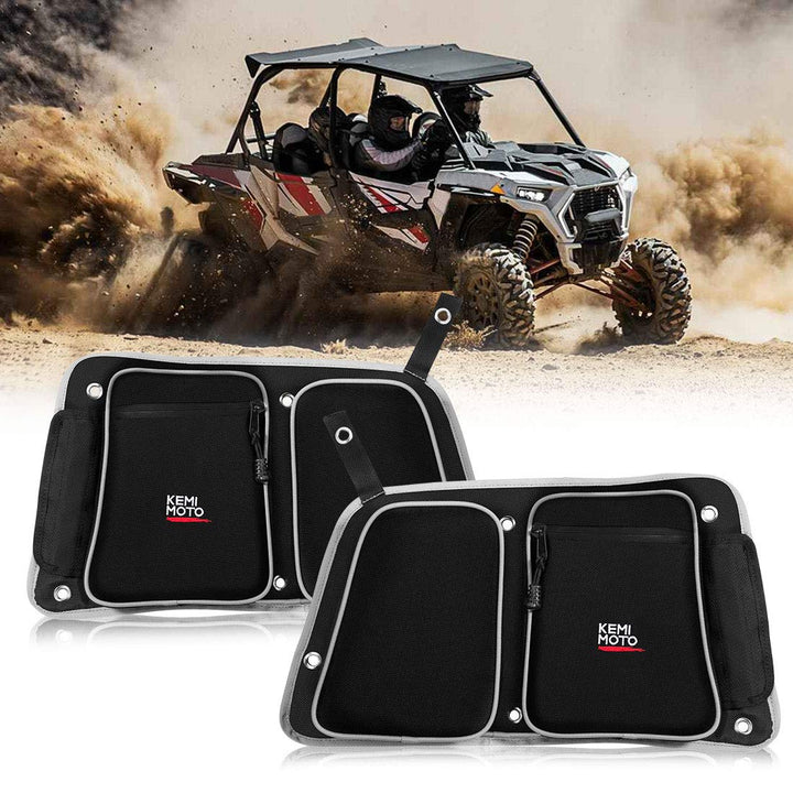 Rear Door Bags with Knee Pad Fit Polaris RZR, 4 Door Turbo (2014-2019) - Kemimoto