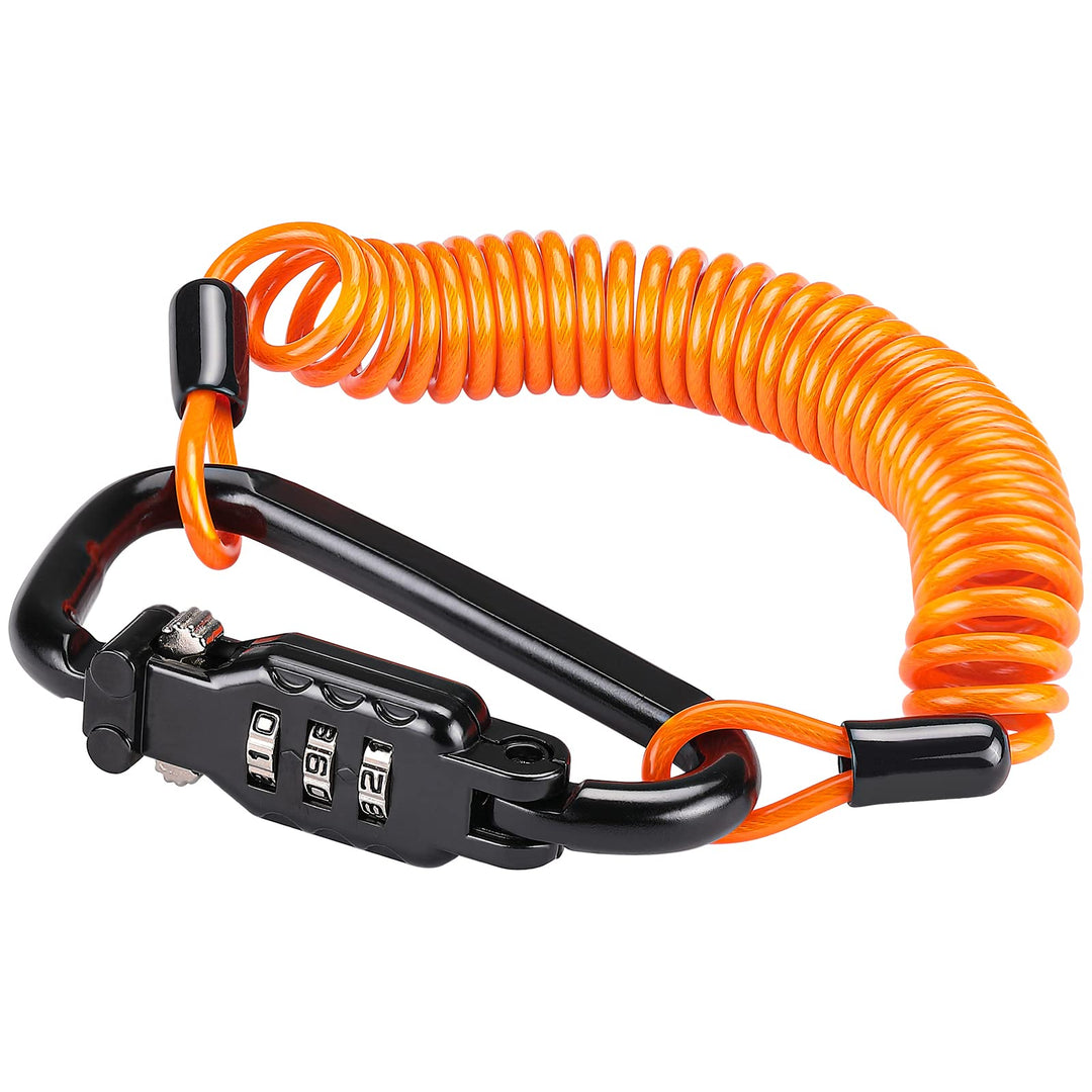 Motorcycle Helmet Lock Combination Lock with Cable Orange - Kemimoto