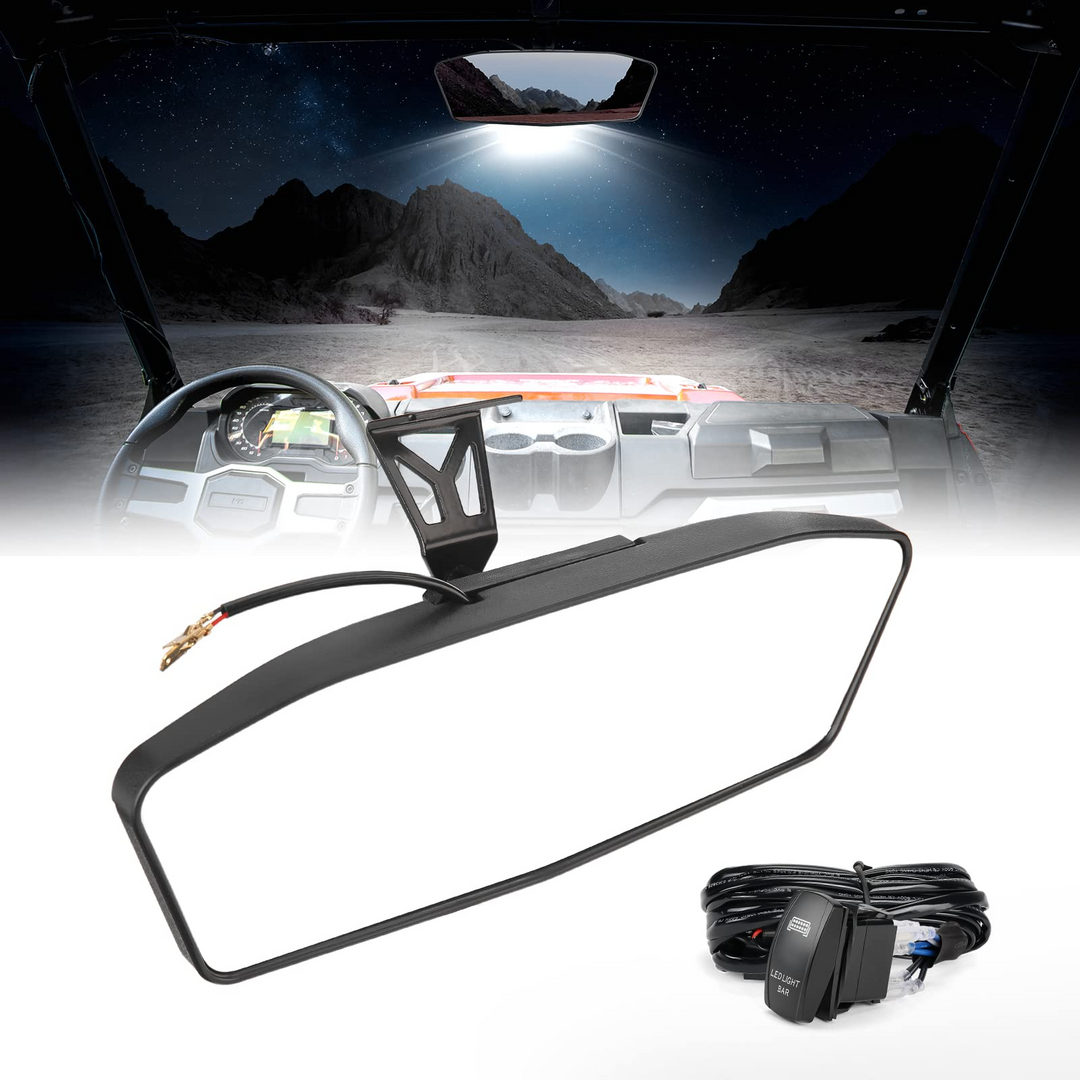 LED Center Rear Mirrors with Light Fit Can Am Maverick Trail Sport MAX Commander - Kemimoto