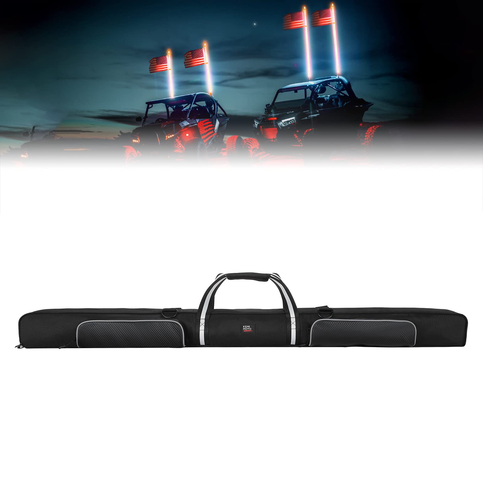 4FT LED RGB Whip Lights And Storage Bag For Can-Am, Polaris - Kemimoto