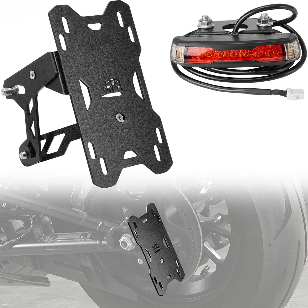 Motorcycle Side License Plate Holder Bracket with LED Light for Sports –  Kemimoto